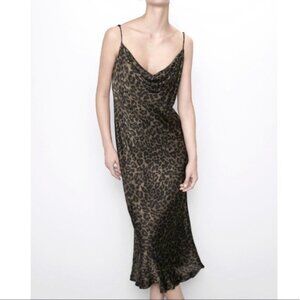 Zara Animal Print Satin Slip Dress